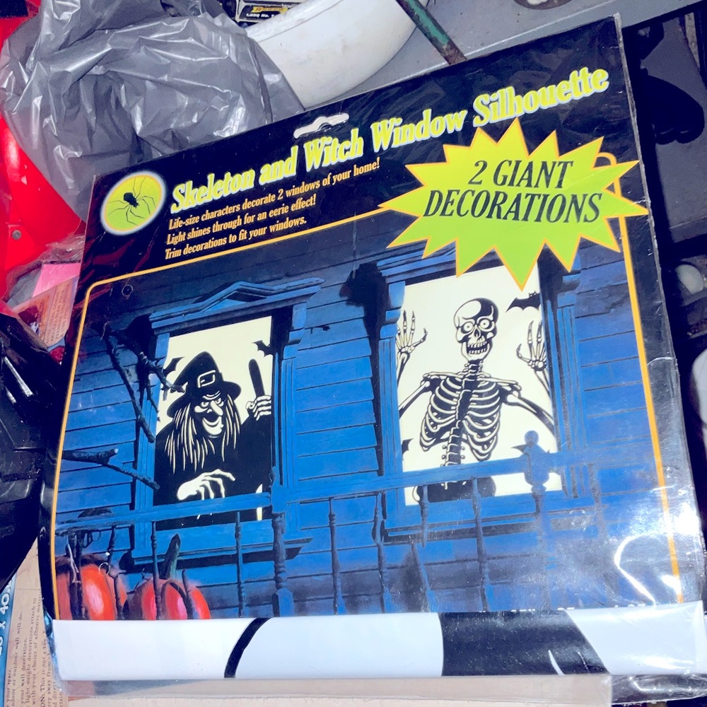 Skeleton and Witch Window Silhouette Decorations new